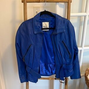 Avanti Royal Blue Leather Jacket for Women